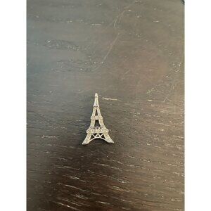 Eiffel Tower 1” Sterling Silver Diamond Pendant Paris France 925